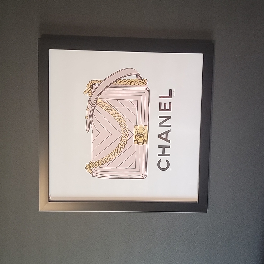 CHANEL Pink and Gold Bag Art Poster